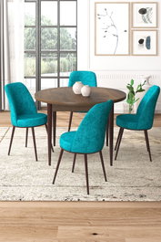 Hanah Home Tor - Baroque, Turquoise Juego de Mesa y Sillas de 5 Piezas